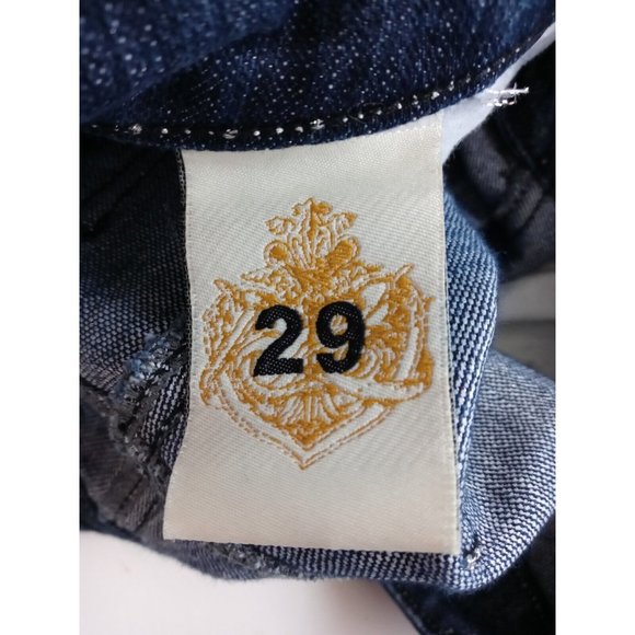 Bisou Deve Dark Wash Metallic Embroidered Mid Rise Bootcut Jeans Size 29 - Picture 8 of 9